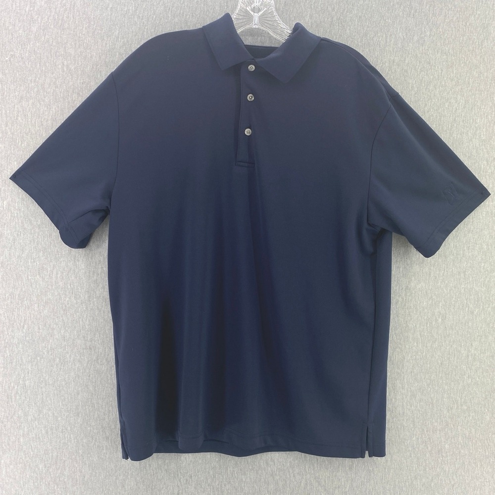 PGA Tour Mens Athletic Polo Shirt Mens L Blue Airflux Short‎ Sleeve Golf Top